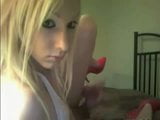 Cute blonde CD jerks and cums snapshot 5