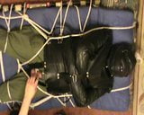 Restrained slave is in the leather straitjacket snapshot 6