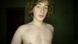 ASMR curly gay lover smears cream on his face, jerks his hairy cock and spreads his ass Galina Stop snapshot 5