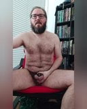 Hairy chastity guy plays with his balls and has ruined orgas snapshot 3