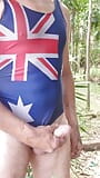 Risky public walking track cum in one-piece swimsuit snapshot 6