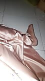 Crossdresser Masturbating Wearing Satin Beach Gown snapshot 1