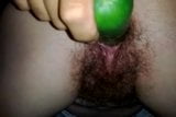 Cucumber in her pussy snapshot 8