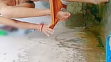 Hot Indian school girl naked bath. Alone girl feel horny she Fingring and pesing snapshot 12