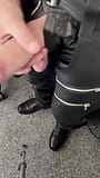 Leather daddy bulging in leather jeans and leather chaps snapshot 13