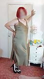 Redhead crossdresser in full length dress snapshot 8