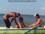 Nude student girl stretched and double fucked in the boat snapshot 3