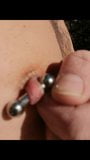 Playing With My Pierced Nipple In The Snow: 6 mm Barbell snapshot 1