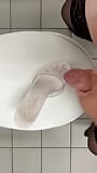 Cumshot on my heels in the public toilet snapshot 1