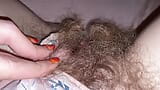 Extreme Close up huge clit head and hairy pussy snapshot 1