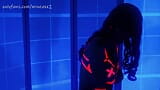 Solo pee masturbation under black light in neon lingerie snapshot 12