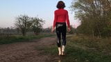 in tight Leatherpants posing outdoor snapshot 8