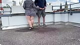 Gorgeous pissing mother-in-law helps son-in-law piss on the top of the parking lot snapshot 16