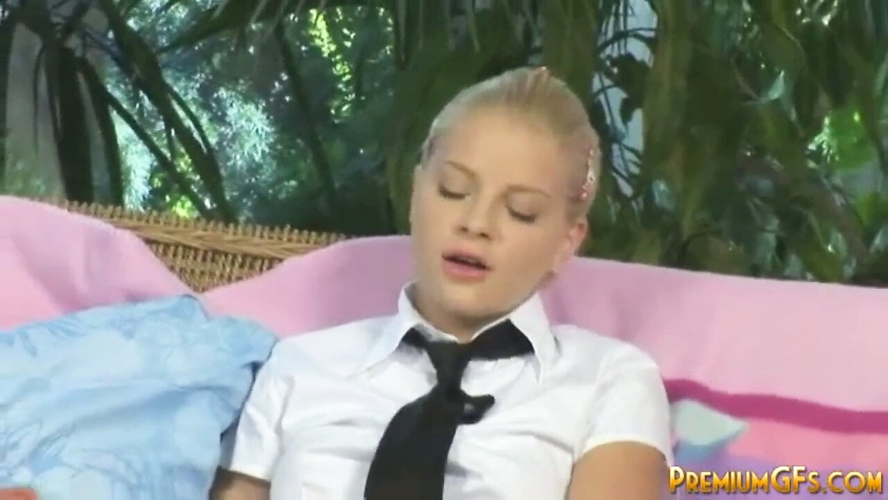 Petite solo schoolgirl masturbates