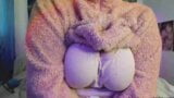 a fat woman in a fluffy suit shows her body snapshot 8