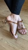 Asian mature feet soles in open heels snapshot 1