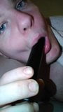 Young & Hairy Chub Sucking On Small Black Vibrator snapshot 2