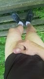 Big cumshot on my bare legs in the woods snapshot 5