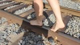Barefoot on railway snapshot 2