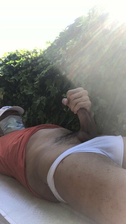 Out in the garden for some sunshine till this cock got hard