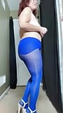 Showing off My Blue Pantyhose snapshot 4