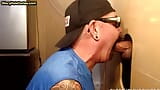 Gay cum addict sucks gloryhole hard cock at his home snapshot 6