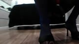 Giving a Footjob after teasing you with long toenails claws, soles, fishnets and sandals snapshot 6