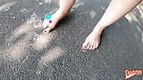 Footwalk in public-Walk with my dirty little feet snapshot 8