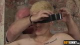 Blindfolded and strapped twink gets handjob and blowjob snapshot 1