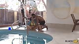 BLACK4K. Nymph lures new black trainer into interracial affair by the pool snapshot 5