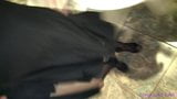 Éjaculation sur une robe noire et des collants nus snapshot 10