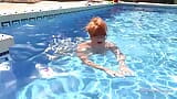 AuntJudys - Melanie, rousse mature à forte poitrine, se baigne dans la piscine snapshot 6