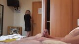 I pull out my dick in front of a hotel maid and she agreed to jerk me off. snapshot 1