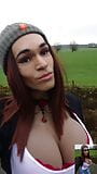 Hot crossdresser takes a rainy morning walk in December snapshot 2