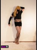 Cute KarmaTS dancing striptease in hot bodystockings! snapshot 2