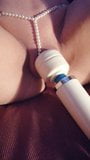 Masturbating shaved Pussy with Magic-Wand snapshot 2