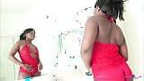 While showering the ebony gets a craving for a BBC to rail her tight pussy snapshot 1