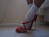 New Red High Heels with Cross Strap snapshot 1