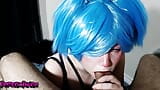 青い髪のアヘガオ痴女は巨大なコックを吸う snapshot 4