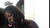 Cute ebony BBWs talk to the camera behind the scenes snapshot 19