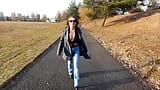 She pee through pants and flashing in a public park snapshot 17