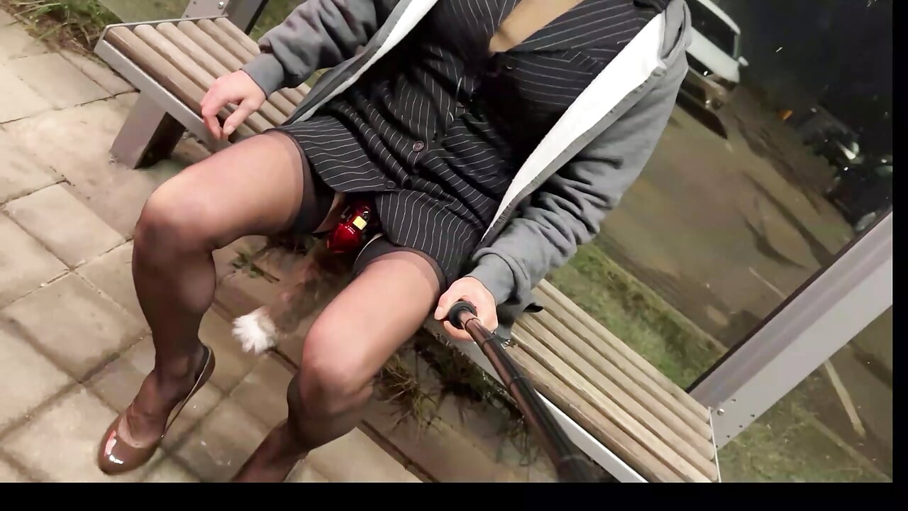 I'm in real seam nylons and chastity cage on the road, I also pee myself vigorously in the cage