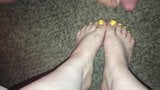 Latina slut lets me shoot my cum all over her sexy feet snapshot 8