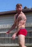 Muscle bearded guy in shorts big bulge snapshot 5