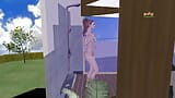 Um vídeo animado de desenho animado 3D de uma cena de chuveiro nua de meninas adolescentes fofas. snapshot 4