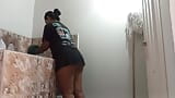 While my wife is in the laundry room doing the laundry, I surprise her from behind snapshot 1