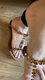 Asian mature feet soles in open heels snapshot 6