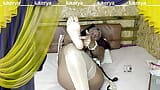 Hot housewife Lukerya in a collar, white nylon stockings and handcuffs snapshot 3