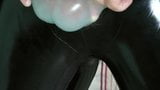 Masturbation in varnish and leather pants with cock hole snapshot 8