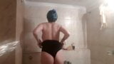 Voyeur shower blue hair girl! snapshot 2